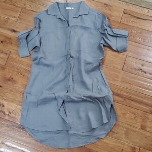Dolma Anthropologie linen button down tunic dress